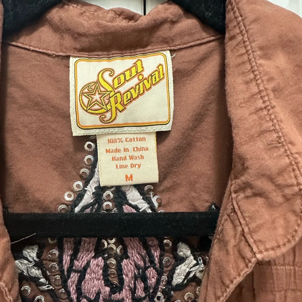 Soul‎ Revival Brown Studded Utility Jacket - Picture 3 of 5